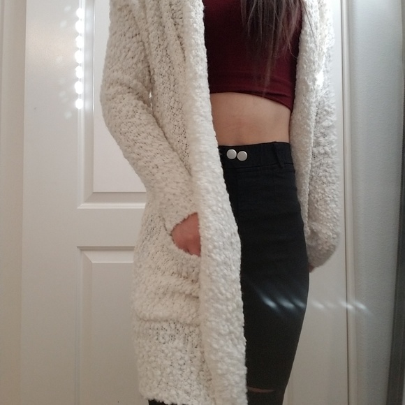 Forever 21 Sweaters - Fuzzy white/ cream cardigan
